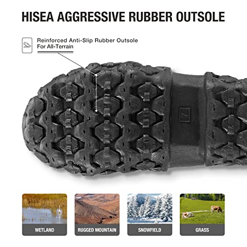 Hisea Men's Rain Boots Waterproof Rubber Boots Neoprene Insulated Mud Boots Outdoor #TOP4
