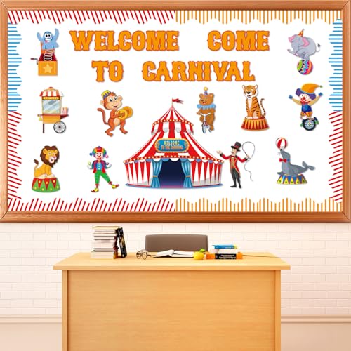 Tableaux d'affichage cirque colorés avec bordures et décors de clown - 2