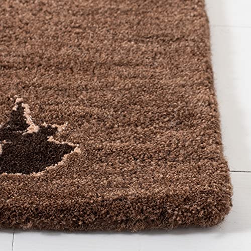 Tapete decorativo rectangular de lana marrón 2x3 ft miniatura 3