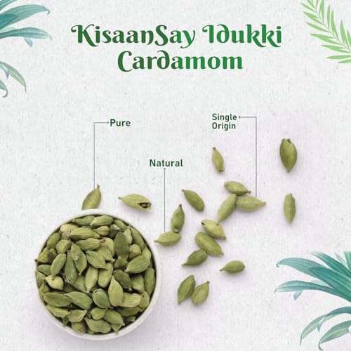 Image of KisaanSay Idukki Cardamom 50 gm Bold Size (7 to 8 mm) | Bold Size | Pure Elaichi | Natural | Distinctive Flavour & Aroma | No Artificial Colors