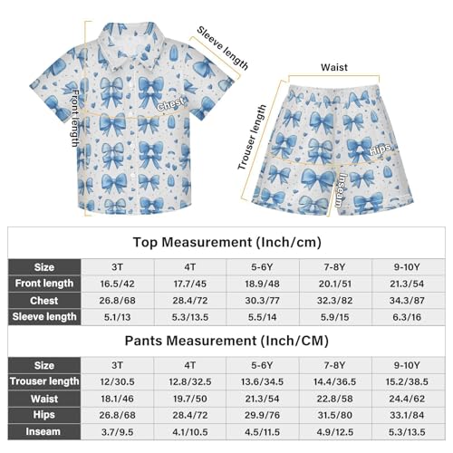 Boccsty Blue Bows Hearts Boy Summer Shorts Sets Hawaiian Toddler Boys T-Shirt & Pants 2 Pcs 3T3