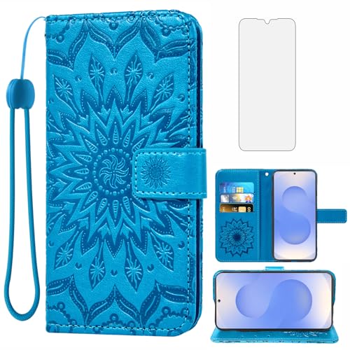 Coque portefeuille Samsung S25 Edge avec porte-carte et vitre en verre trempé protecteur