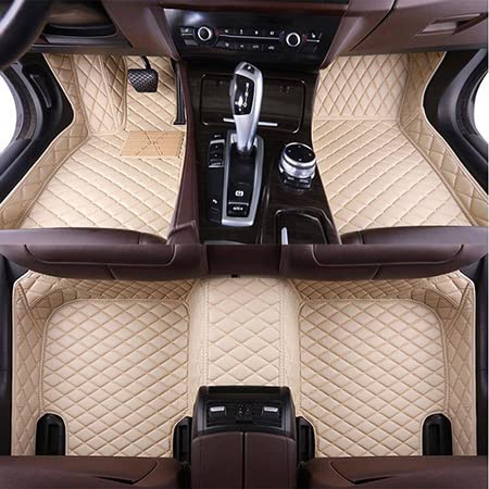 ZPXJSM Custom Floor Mats for Cars fit 95% Sedan SUV Sports Car Full Coverage All Weather Men Women Pads Protection Non-Slip Leather Floor Liners (Beige)
