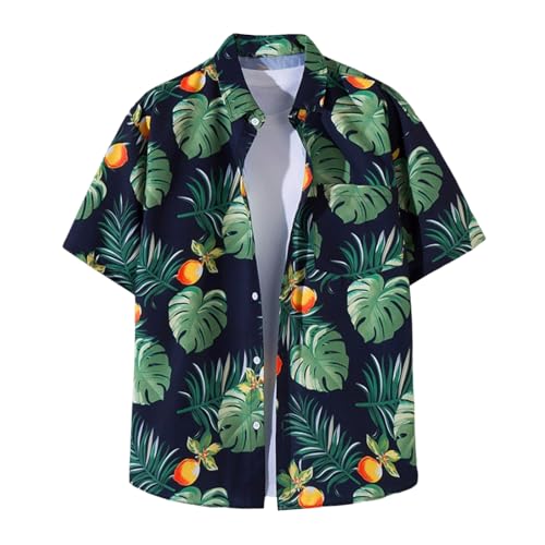Ofertas Flash del Dia Camisa Hawaiana Hombre,Camisas Hawaiana con Impresiones de Plantas Coloridas para Hombres Camisa Casual Vintage de Verano Tropical para Playa Camisas Hombre Manga Corta