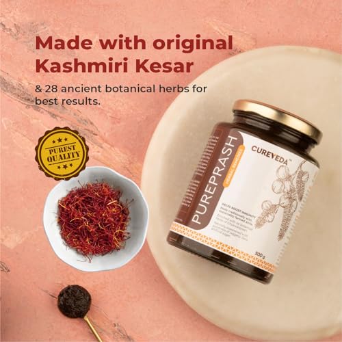 Cureveda Herbal Pureprash Immunity Booster for all age groups- Jaggery based, Saffron Kesar, sugar free Chyawanprash (500gms) - Image 4