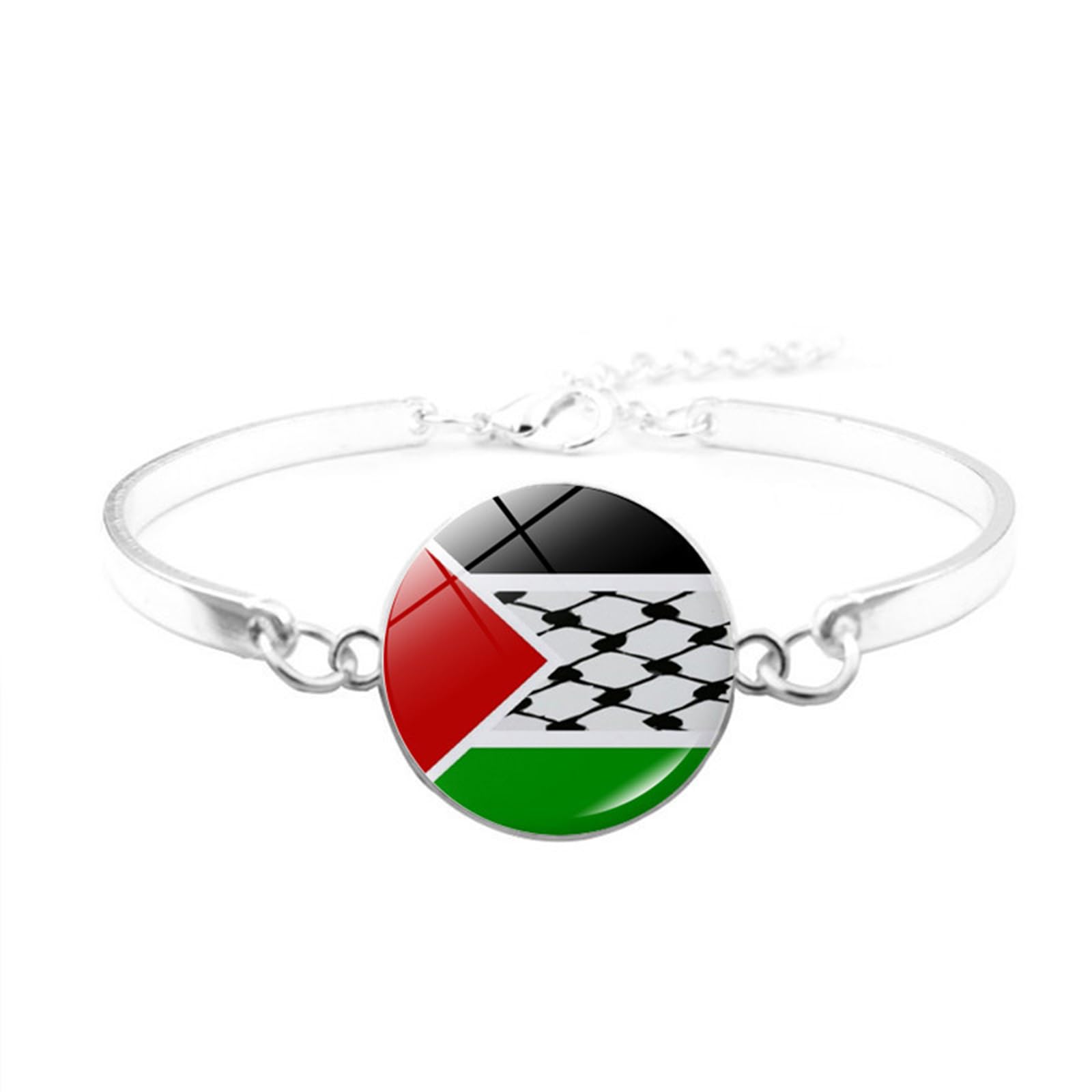 Wwhjr Men's Black Fashion Palestine Flag Bracelet For Wo Multi-Layer Woven Braided Leather Bracelets Jewelry Country Flag Wristband Bracelet