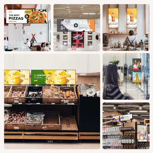 Image of 43 inch Digital Signage Display, Stretched Bar Monitor, 1000nits, Digital Menu Board & Message Board with Program Scroll for Restaurants, Retail, Free Cloud CMS( Slim 1.02 inch)