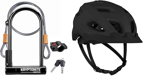 Kryptonite Keeper - Cerradura de bicicleta estándar de 0.472 in con soporte FlexFrame-U y KryptoFlex 410 0.394 in L y Retrospec Lennon casco de