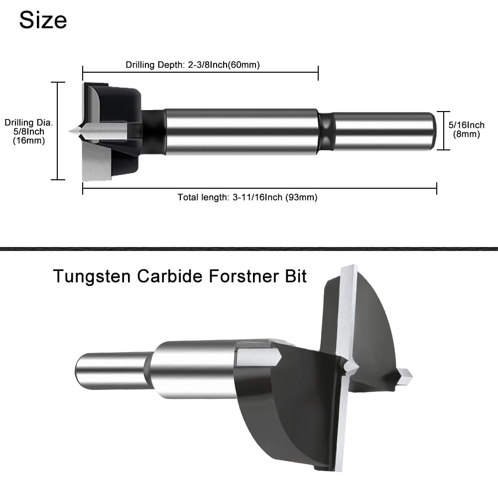 NICAVKIT Tungsten Steel Forstner Drill Bit, 16 mm, Professional Forstner Drill Bit, Wood Hole Cutter, Wood Drill, Pot Drill - Image 2