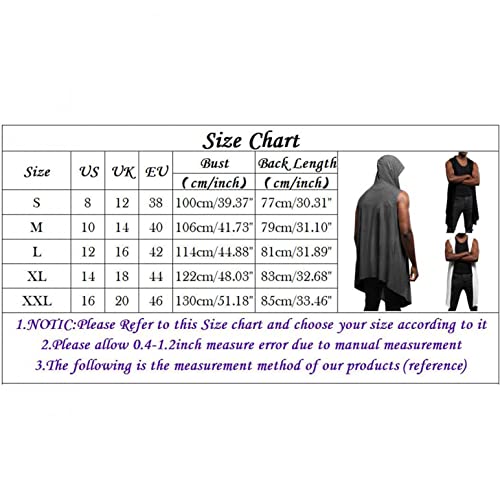 Men's Ruffle Shawl Collar Cardigan Hooded Sleeveless Open Front Vest Lightweight Cotton Long Length Drape Cape(Black,Xx-Large) #TOP5