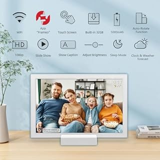 FRAMEO 10.1 Inch WiFi Digital Photo Frame with 5000mAh Battery,1280x800 HD IPS LCD Touch Screen,Auto-Rotate Portrait and Landscape,32GB Storage,Share Moments Instantly via Frameo App from Anywhere