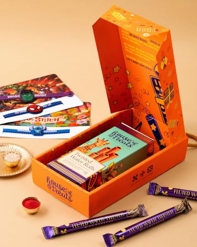 Image of HyperFoods Rakhi With Chocolates Gift Pack Stitch Kids | Rakhi Gift Hamper for Brother, For Kids Girl, Rakhis Combo, Wafer Rolls Chocolate Gifts Pack