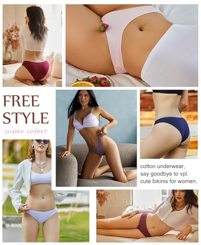 Knowyou Womens Underwear Cotton Cheeky Panties for Women Cute Stretch Bikini Breathable Panties for Ladies 6Pack2