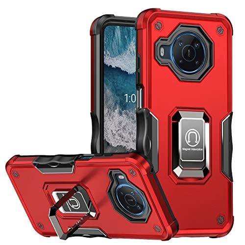 Lokyoo For Nokia X100 6.67 Inch Case, Metal Ring Magnetic Support Kickstand, Drop Tested Cover, Compatible With Magnetic Car Mount, Protective Phone Case For Nokia X100 Case-Red #TOP21