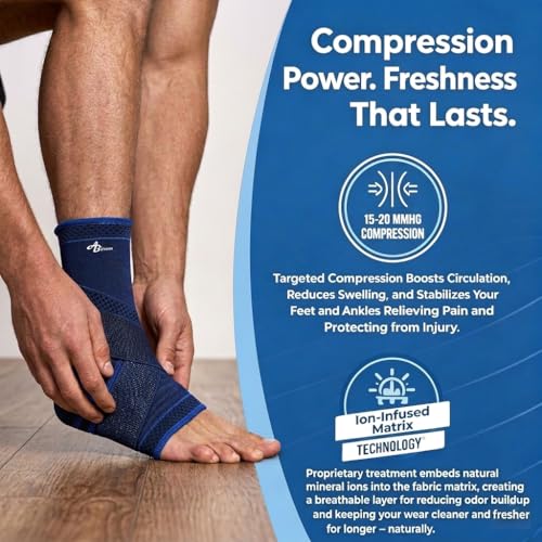 Image of ABIRAM Ankle Brace for Men & Women - Adjustable Compression Sleeve with Wrap, Stability Support & Relief for Sprained Ankle, Plantar Fasciitis & Achilles Tendonitis - Breathable Running & Sports Gear