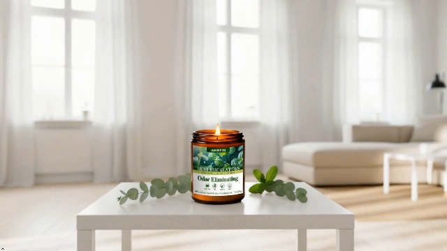 Image of 4 Pack Odor Eliminating Candles Set - Eliminates 95% of Pet, Smoke, Food, and Other Smells Quickly - Air Freshing Scent of Lavender /Orange /Mint /Cotton - 28oz Soy Candles for Home Scented, 200 Hours