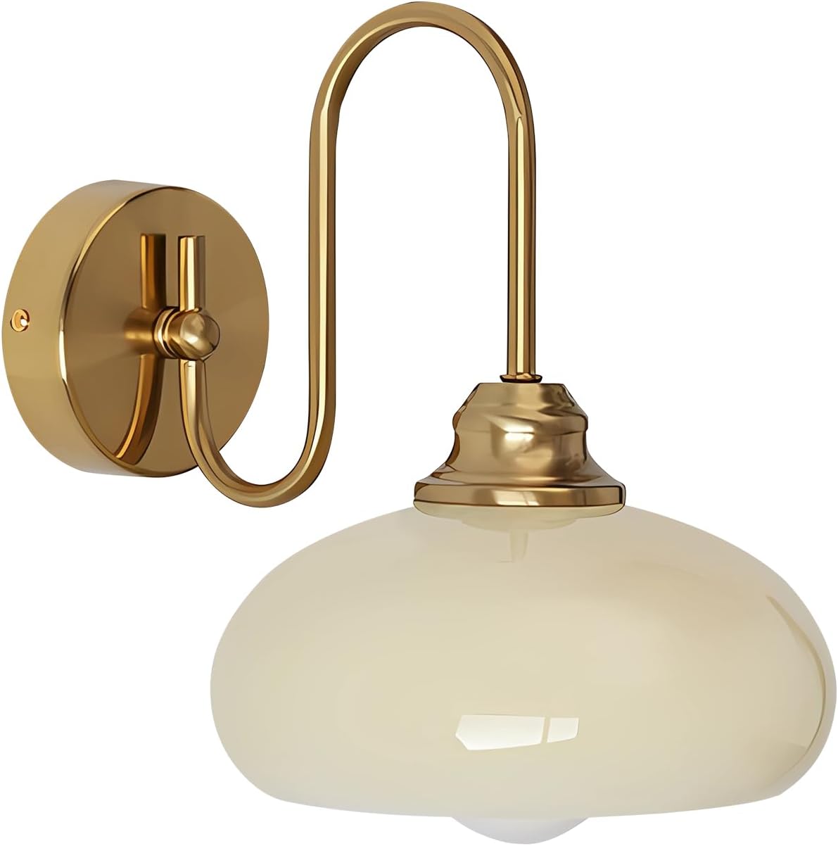 KCO Lighting Mid Century Modern Wall Mounted Bedside Lamp Brass Gold Wall Sconce Glass Globe Bathroom Vanity Light Vintage Wall Sconce Wireless Bedroom Wall Sconce Lamp Yellow