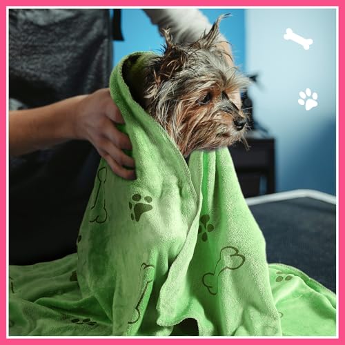 Image of 8 Pcs Dog Towel for Drying, 18 x 28 Inch, Dog Paw and Bone, Sweet Color