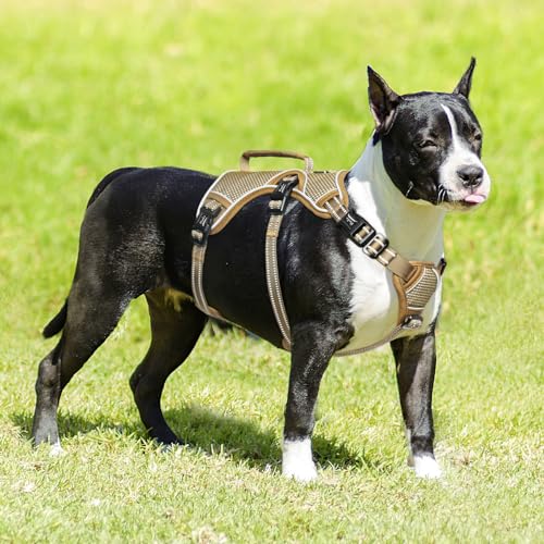 HEELE Hundegeschirr, Ausbruchsicher, Schnalle im Halsbereich, Reflektierend, Brustgeschirr mit Robuster Griff, Panikgeschirr Hund, Hundegeschirr Stabilen Eindruck, Passt wie Angegossen, Braun, M