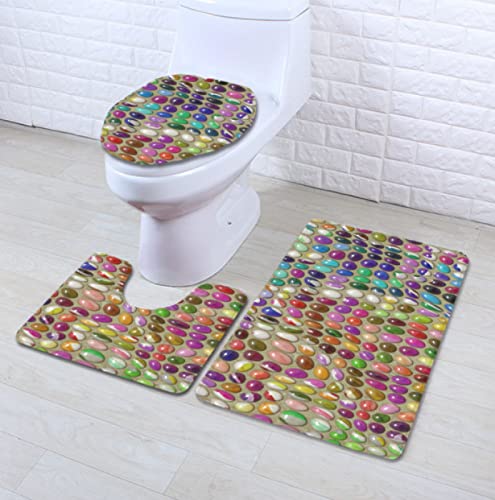 Badematten Set 3 Teilig,Toilettenmatte Set,3Er Badgarnitur Badezimmer Matte Set Dusch Bade Matte Vorleger Teppich 3D…