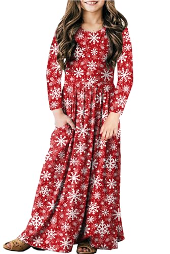 Image of Deerose Girls Maxi Dress Short Sleeve Casual Long Dresses with Pockets 5-14 Years