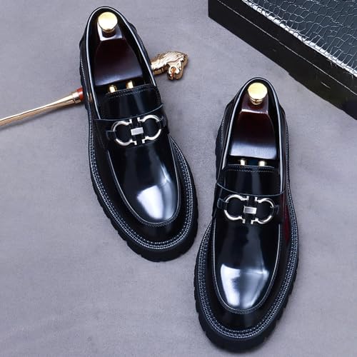 Men's Round-Toe Loafers, Genuine Leather Boat Shoes, Buckle Walking Shoe Casual Leather Shoes for Male4
