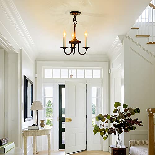 Psyverii INC20220004 3 Lights Farmhouse Candle Style Chandelier, Rustic Ceiling Pendant Light Fixture thumb #1