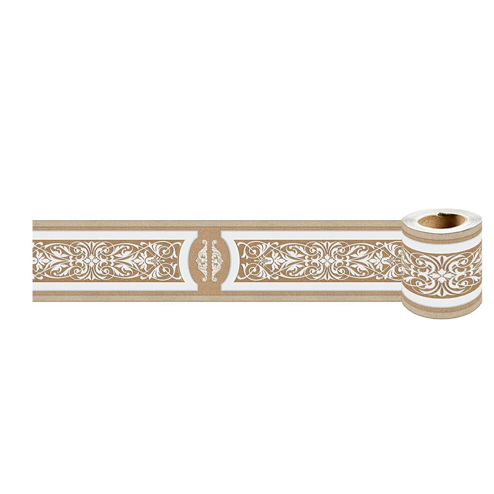 TMAPRUVG Wallpaper Border Peel and Stick 10cm*2.4m,3D Decorative Molding Trim Baseboard Sticker Self Adhesive Home Decor for Bathroom Kitchen Backsplash (Beige)