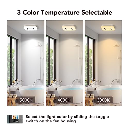 Orein Bathroom Exhaust Fan With Light, 100 Cfm 1.5 Sones, 25W Household Ventilation Fan For Home, 1500Lm Dimmable Led Light 3000K/4000K/5000K Selectable & Nightlight, Fcc/Etl Listed, White #TOP1