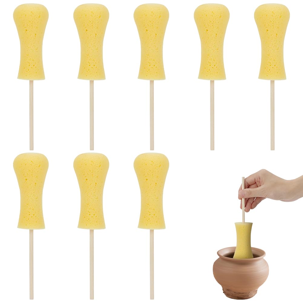 BENECREAT 8Pcs 8.2×1.9 Inch Pottery Sponges Stick, Burr Repair Sponge Stick, Ceramic Throwing Stick for Burr Repairing Ceramic Tools Clay Making Carving and Shaping — image 1
