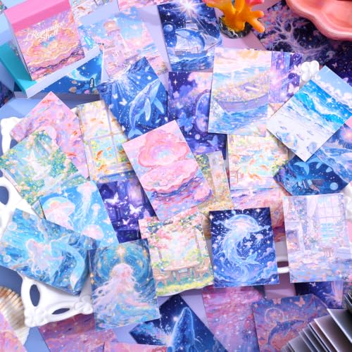 Image of Washi Stickers Set Vintage Aesthetic Sticker Book for Journaling, DIY Decorative Paper Sticker Decals for Bullet Journal Art Scrapbooking Diary Card Craft Gift Album (Ocean Style)