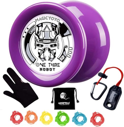 Responsive Yoyo for Beginners and Advanced Players Durable High Speed Plastic Yoyo for String Tricks with Ball Bearing Axle Includes Glove Storage Bag and 6 Strings Purple