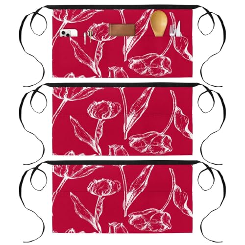 Demi-tablier pour cuisine et nettoyage lot de 3 avec poches pratiques