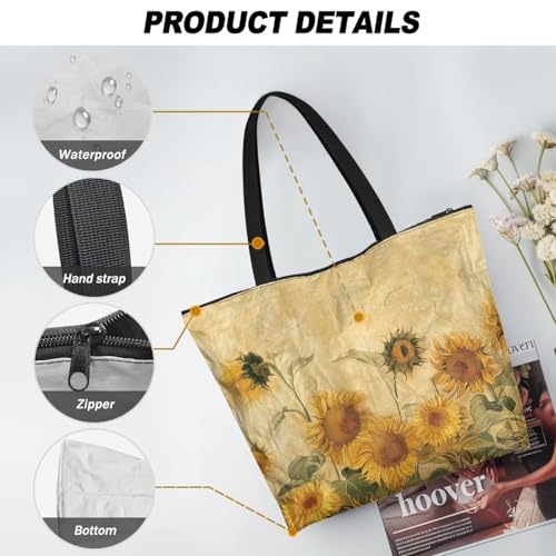 Image of Art Lover Zippered Tote Bag Waterproof Large Work Tote Bags, Artwork Women's Purse Handbags Travel Totes