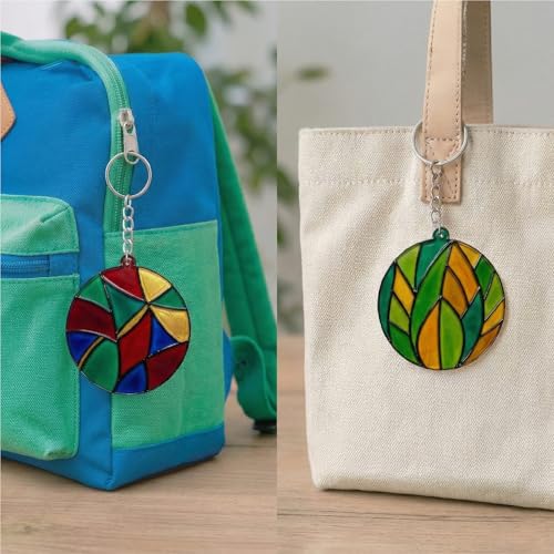 Image of The Crafthives Abstract Glass Painting Kit | DIY Stained Glass Style Art Set with Acrylic Templates, Colours, Brushes & Outliner | Creative Glass Painting Craft Kit for Kids Beginners Adults