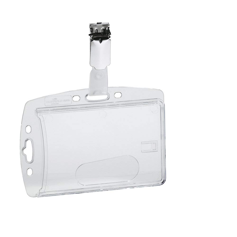 Durable Lot de 25 Porte-Badges Accroche Badge Etui Porte Carte Plastique Rigide Transparent 85 x 54 mm