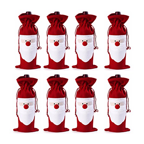 gabkey Pack de 4 bolsas de regalo para botellas de vino  rojo vino cubierta de la botella bolsas de Navidad cordón, 8 piezas