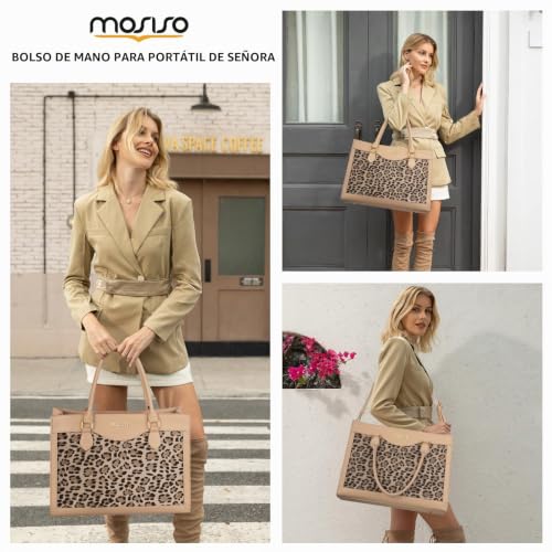 Computer maletín para mujeres con compartimento impermeable de gran capacidad leopardo 2