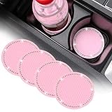 4 Pack Bling Car Coasters, 2.75 Inch Bling Crystal Rhinestone Soft Rubber Universal Anti-Slip Glitte