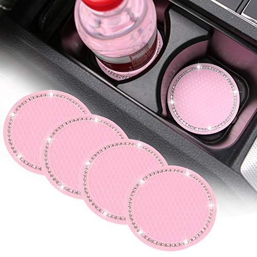 4 Posavasos de Auto Rosa de Silicona 2.75 Pulgadas