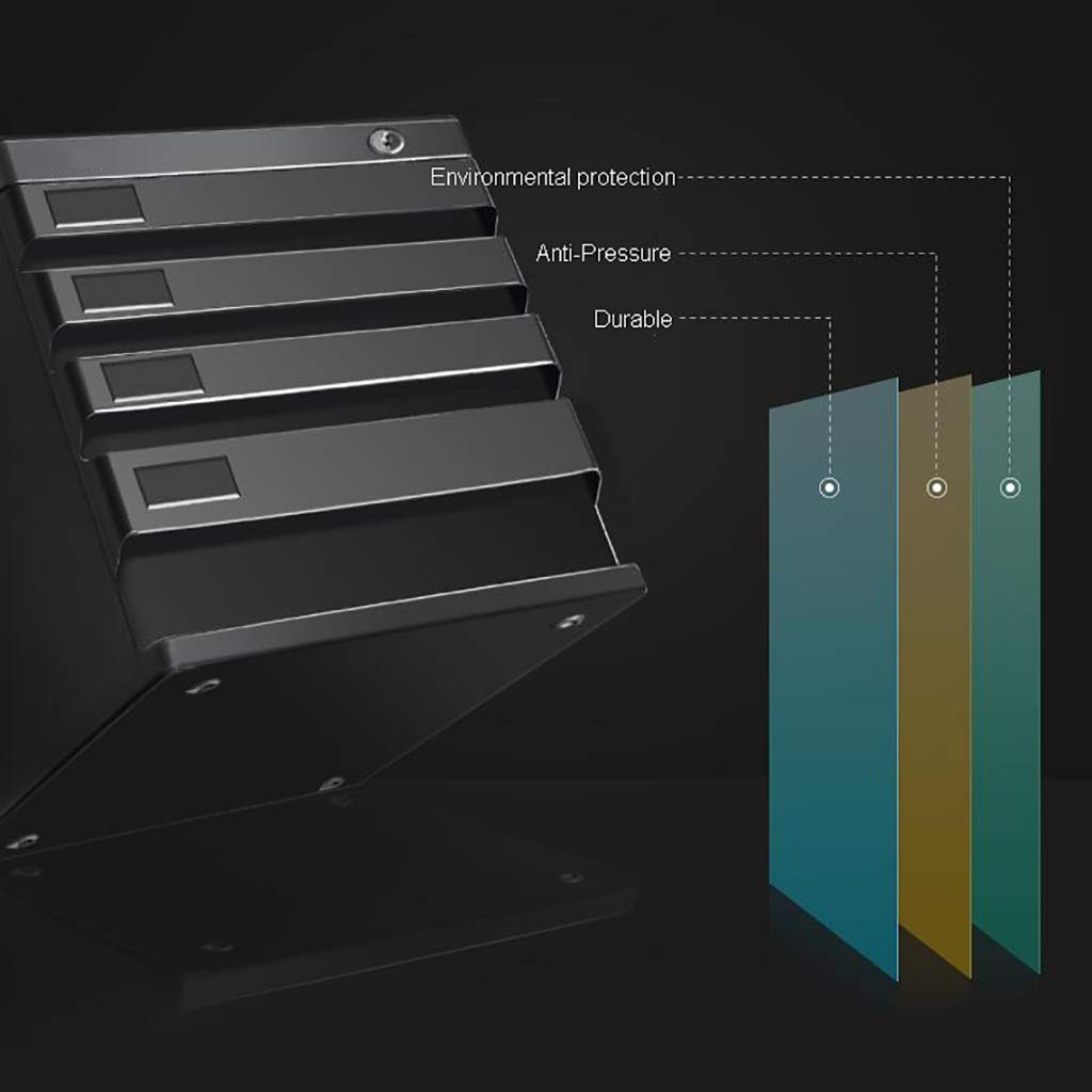 Archivador negro con cerradura con 4 cajones, organizador de documentos A4, espaciosa caja de almacenamiento para accesorios y archivos, diseño duradero y elegante
