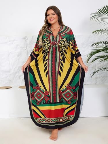 Image of Kaftan Dress for Women - Plus Size Caftan Maxi Beach Dress Moo Moos Loungewear, Swimsuit Cover Up for Beach, Pool or Vacation