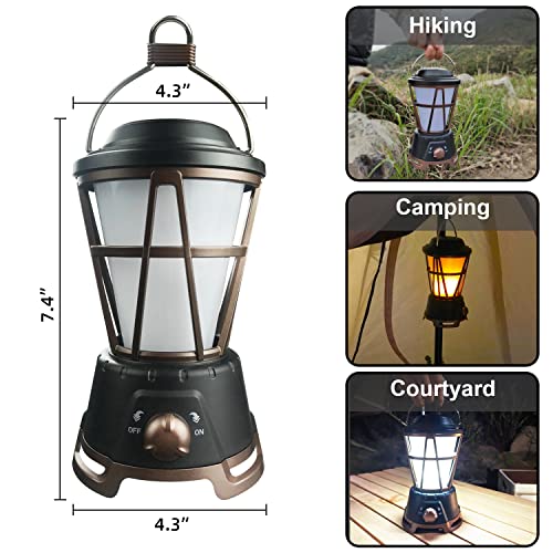 Led Camping Lantern Camping Lights With Flickering Flame Battery Powered 2 Lighting Modes, Portable Lamp Decorative Hanging For Outdoors Tent Emergency Hiking Patio Garden #TOP1