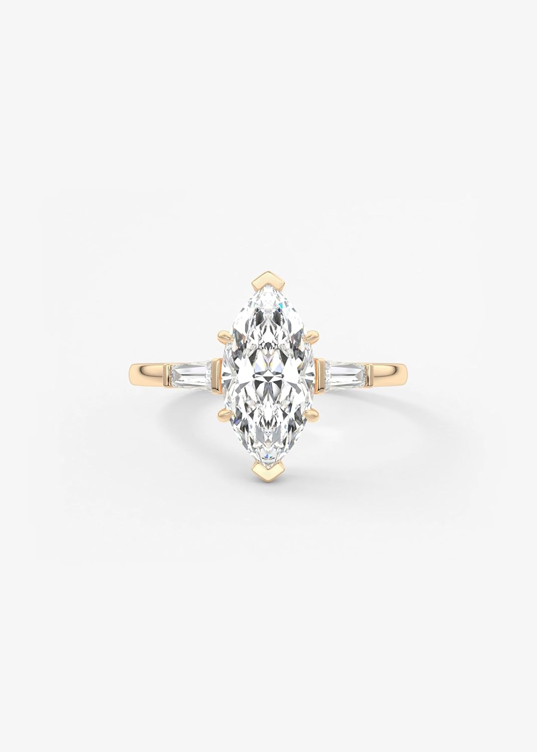 1-5ct IGI Certified Marquise & Tapped Bugget Cut VVS1-2 E-F colour Lab Grown Bar Set and Three Sided Pavé Diamond Engagement Ring