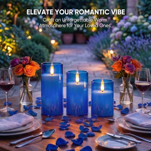 Image of Raycare Battery Operated Flameless Pillar Candles with Remote Timer, Blue