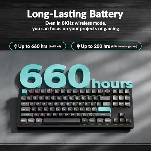 Image of Keychron Q3 Ultra Wireless Mechanical Keyboard 8KHz Polling Rate, TKL 2.4G /Bluetooth 5.3 /Wired Up to 660 Hours Long Battery Life, Hot-Swappable Aluminum RGB Gaming ZMK for Mac /Windows /Linux-Black