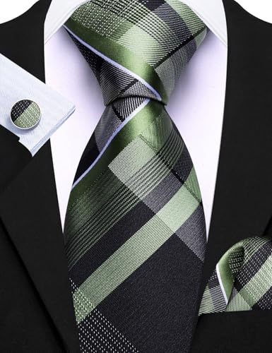 Image of Barry.Wang Designer Mens Tie Sets Collection, Eleagnt Gift Box Tie Clips Handkerchief Cufflink Set
