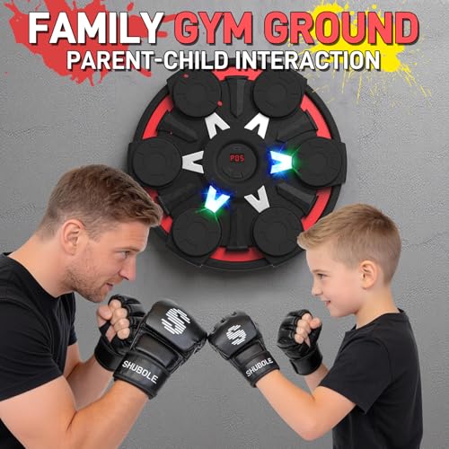 Image of Music Boxing Machine for Kids & Adults - Wall Punching Pad with Lighting, 9-Speed Bluetooth Boxing Game with Gloves, Wall Mounted Exercise Equipment, 2026 Upgrade Boxing Equipment for Kids Age 6+