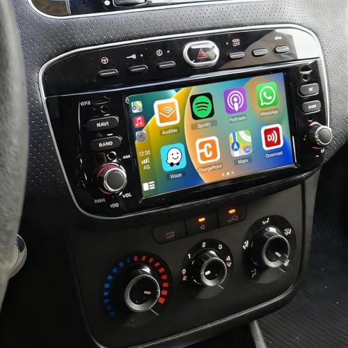 Double Din Car Radio Stereo Compatible for Fiat Punto 10-16/Compatible for Linea 12-15 6.2 Touchscreen Car Radio Audio Receiver with Bluetooth Mirror Link GPS Navi SWC FM Radio AUX+Camera