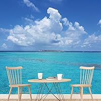 Wall Mural Beach and Blue Sea Removable Self-Adhesive Wallpaper Wall Decoration for Bedroom Living Room - 66x96 inches